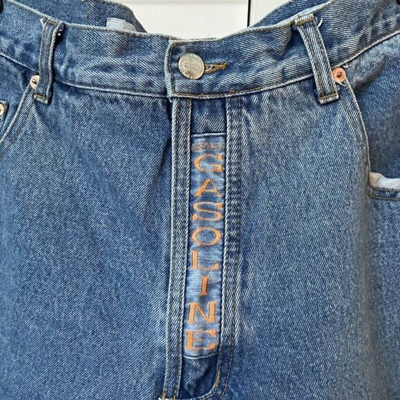 Vintage Gasoline Jeans 36" Y2K Straight Leg Dad 2000s 90s Embroidered Logo - Picture 2 of 10